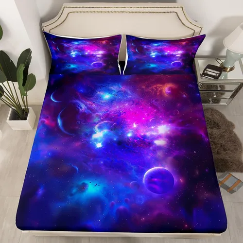 Miniatura 48 de Sábanas de cama con estampado de patas de perro para niños, sábana bajera ajustable de huesos coloridos para los amantes de los perros