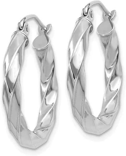 Miniatura 2 de Aretes de aro trenzados de oro blanco de 14 quilates de 0118in para mujer Metal Gema