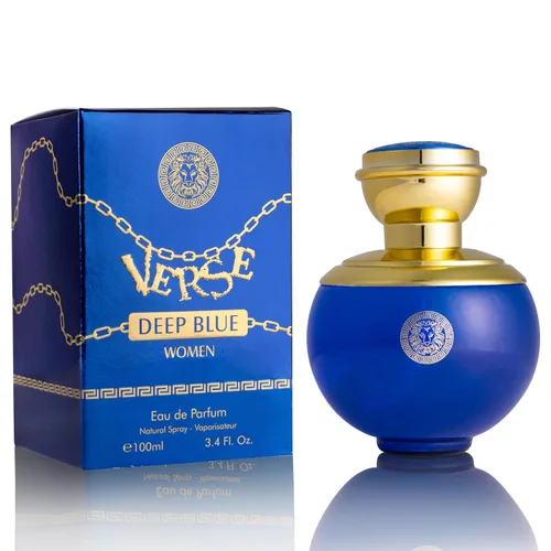 Verse Deep Blue for Women EDP 3.4 fl oz - Acuerdos florales, afrutados y amaderados - Notas superiores de manzana, grosella negra y trébol aroma