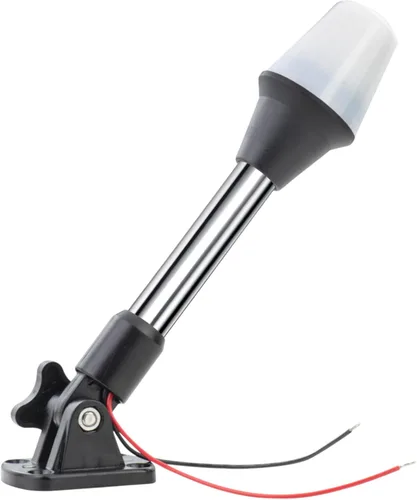 Pactrade Marine Luces de Navegación Omnidireccionales para Barcos – Luz de Popa Blanca Incandescente de 9.4 Pulgadas (Montaje en Superficie, Base