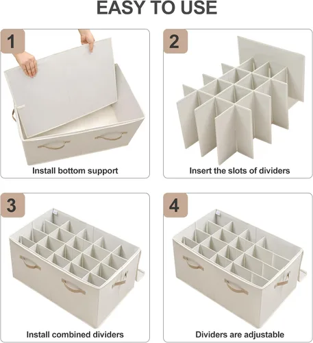 Miniatura 7 de TOPIA HOME Organizador de zapatos para armario, caja de zapatos plegable con divisores ajustables y cubierta transparente, organizador