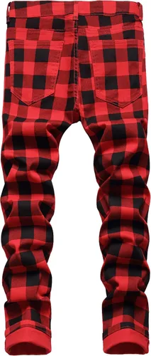 Miniatura 194 de Baylvn - Pantalones de mezclilla entallados y estampados para hombre con corte recto