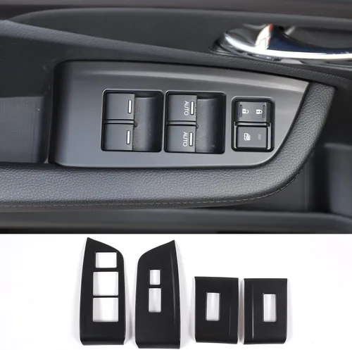 Miniatura 9 de 4 piezas Panel de Interruptor de Elevación de Ventana Marco Cubierta Moldura para Honda Pilot 2016-2022/Passport 2019-2023, Material ABS Accesorios