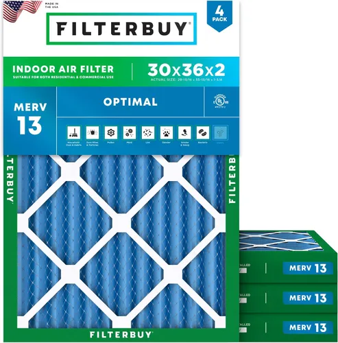 Miniatura 66 de Filterbuy Filtro de aire MERV 13 de 8 x 14 x 1 pulgadas, protección óptima contra el humo y la alergia (paquete de 4), filtros electrostáticos