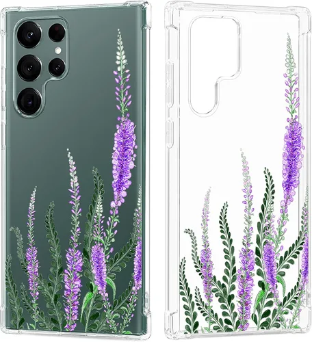 Miniatura 16 de Funda transparente floral para Galaxy S22 Ultra para mujeres/niñas, bonita funda de teléfono para Samsung Galaxy S22 Ultra 5G, diseño de flores