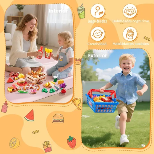 Miniatura 6 de Juegos de comida para cocina de niños, cocina global para niños pequeños, juguetes de comida falsa para cortar incluyendo pizza, sushi y pastelería