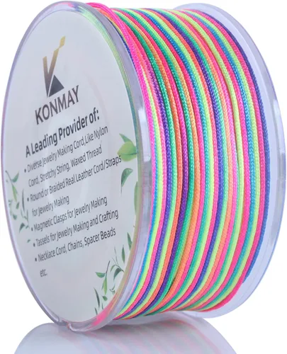 Miniatura 23 de KONMAY - Hilo de nylon negro de 0.6mm con estuche para pulseras, cordón de nailon satinado trenzado de 190 yardas para hacer joyería, encordar