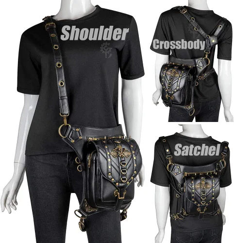 Miniatura 3 de Rebajas Cyber Monday Ofertas Venta Steampunk Riñonera Bolso para cintura Moda Gótico Hombro Bandolera Bandolera Muslo Pierna Capucha Bolsa de Viaje
