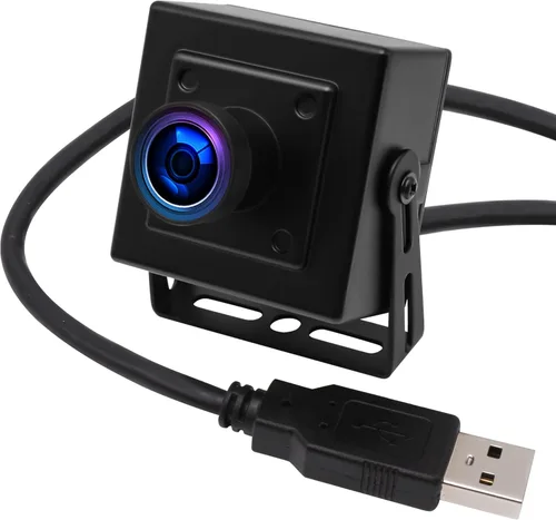 ELP Mini cámara de seguridad USB de aluminio con lente ojo de pez gran angular de 170 grados, cámara Lightburn USB2.0 para seguridad en el hogar y