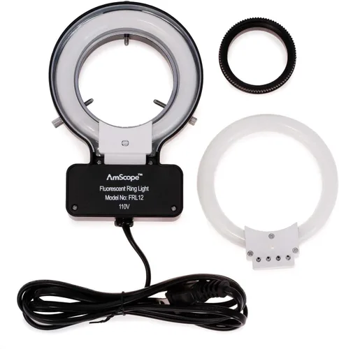 Miniatura 4 de AmScope SM-4BZ-FRL-B Microscopio de zoom estéreo binocular profesional, ocular WH10x, aumento de 3.5X-90X, objetivo de zoom 0.7X-4.5X, luz de anillo