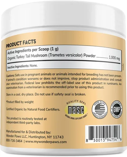 Miniatura 9 de Wonder Paws Hongo orgánico de cola de pavo para perros, potente cola de pavo para perros, polvo de hongos para inmunidad, respiratorio, digestión