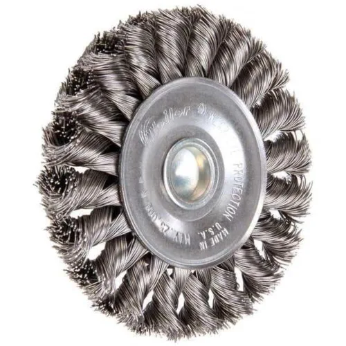 Miniatura 6 de Weiler 17680 Rueda de alambre de nudo montada en el tallo de 3-1/4 pulgadas, relleno de acero de 0.0118 pulgadas, vástago de 1/4 pulgadas, fabricado