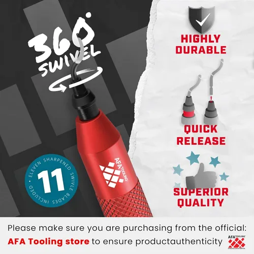 Miniatura 8 de AFA Tooling - Herramienta de desbarbado con 11 cuchillas HSS M2 - Mango de aluminio micropulido y anodizado con agarre moleteado de diamante - Ideal