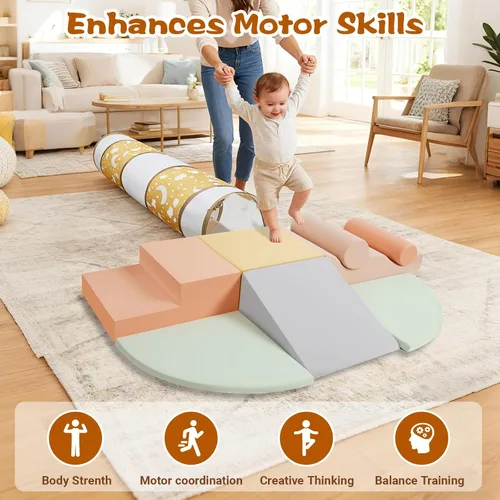 Miniatura 3 de Juguetes de escalada para niños pequeños, juego de 9 piezas de bloques de espuma suave para escalar y pasar a través de un túnel, juguetes