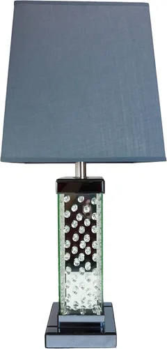 Miniatura 3 de Ebros Gift Moderna y elegante lámpara de mesa rectangular con cristales flotantes biselados de cristal y metal, con pantalla de tela gris, acento