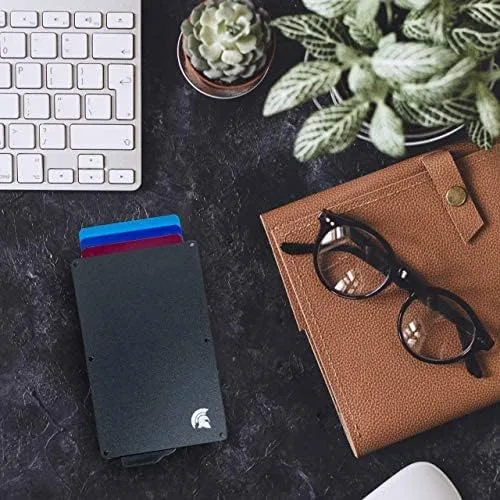 Miniatura 5 de POWR Cartera Tarjetero - Carteras para Hombre - Tarjetero RFID, Negro azabache con clip negro, Minimalista