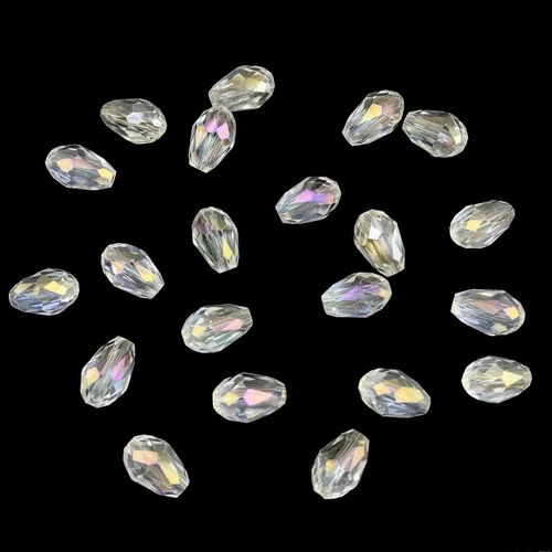 Miniatura 21 de 120 cuentas de cristal ámbar con agujero vertical de lágrima de 0.236 x 0.315 pulgadas, cuentas espaciadoras AB de cristal con forma facetada