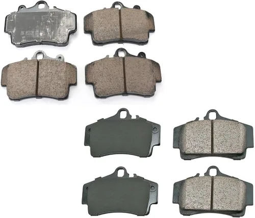Akebono Euro Ultra Premium Juego de pastillas de freno ranuradas de cerámica delantera y trasera para Porsche Boxster 2.5L 2.7L H6 Base Roadster
