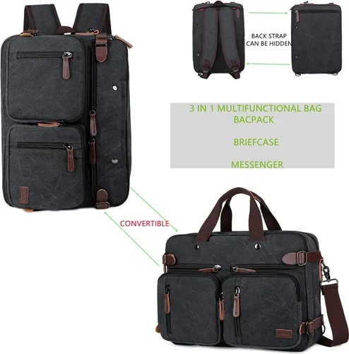 Miniatura 2 de Baosha Maletín convertible Mochila de 17 pulgadas para portátil Maletín de negocios HB-22 Mezclado negro-gris