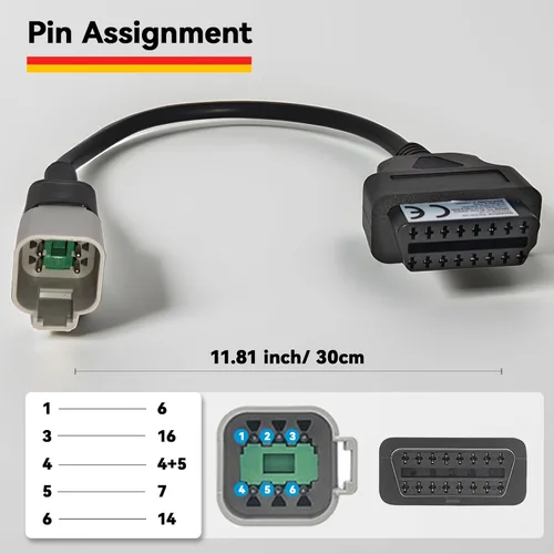 Miniatura 3 de Cable adaptador OBD2 de 6 pines a 16 pines para BRP y CAN-AM, conector de herramienta de diagnóstico para motocicletas, compatible con CAN-AM