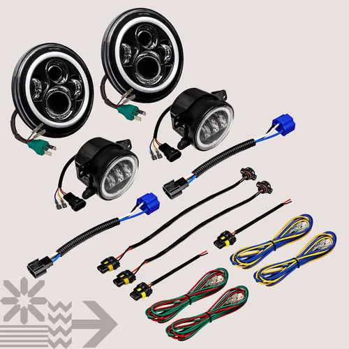 Miniatura 9 de TRUE MODS Faros LED de 7 pulgadas H6024 + luces antiniebla de 4 pulgadas para Jeep Wrangler JK Unlimited JKU Accesorios 2007-2018 [HALO DRL][Señales