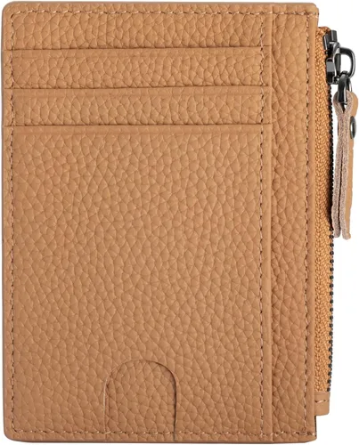 Miniatura 22 de Cartera delgada para mujeres de piel pequeña con bloqueo RFID, tarjetero minimalista con bolsas para monedas y fundas, Negro, Moderno