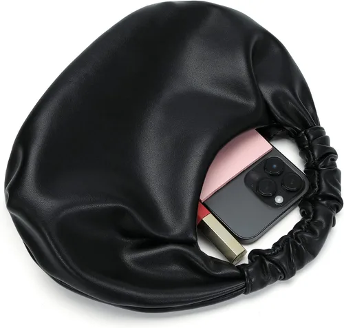Miniatura 5 de Mini bolsos de mano tipo hobo para mujer, bolsos de mano de cuero suave para mujer en forma de nube con asa superior