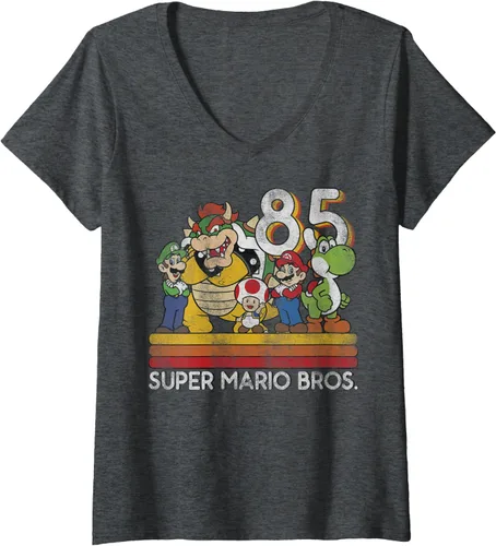 Miniatura 4 de Camiseta Nintendo Super Mario Retro con cuello en V para mujer
