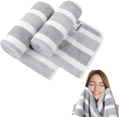 Miniatura 15 de KinHwa Toallas de mano de microfibra para baño, toallas faciales suaves y absorbentes, toallas de mano grises para baño, paños de lavado para spa