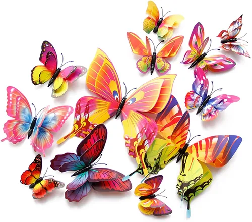 Miniatura 20 de OPSEAM - Calcomanías 3D de mariposa, 24/48 unidades, para decoraciones de pared, fiestas, con imanes (morado, 24)