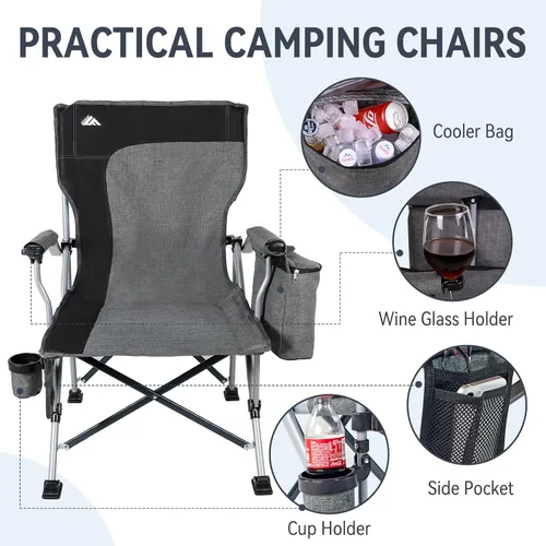 Miniatura 3 de Ablazer Paquete de 2 sillas de campamento para adultos, cada una soporta 350 libras, silla plegable de gran tamaño con soporte para tazas, soporte