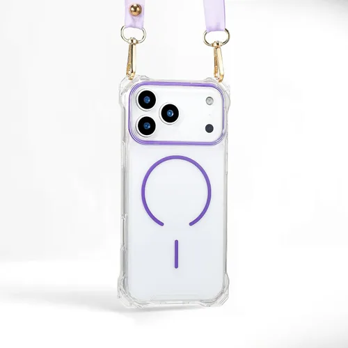 Miniatura 27 de Funda Magnética Cruzada para iPhone 17 Pro, Naranja, Marco Suave Magnético Transparente PC Trasero A Prueba de Golpes Funda Protectora para Teléfono