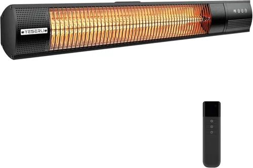 Calentador eléctrico para patio, calentador de pared de 1500 W con control remoto y temporizador de 24 horas, calentador infrarrojo de carbono