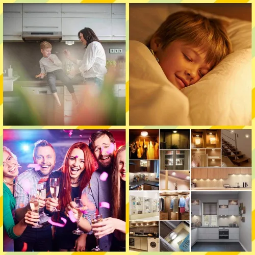 Miniatura 7 de Paquete de 12 luces LED inalámbricas con cambio de 16 colores, luces LED para debajo de gabinetes, luz de armario, luces nocturnas alimentadas por