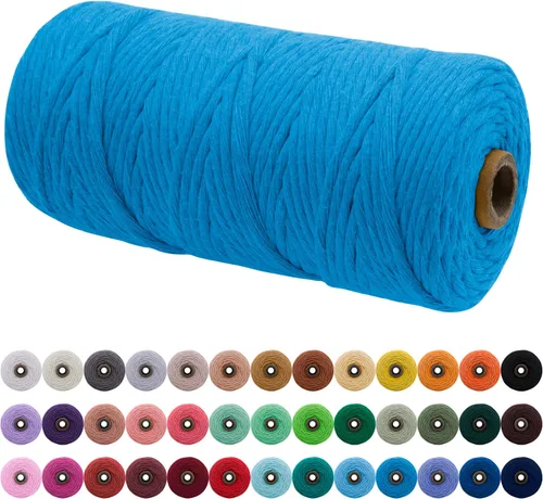 Miniatura 118 de JeogYong Cordón de macramé de un solo hilo 2mm x 164 yardas (492 pies) Cuerda de algodón suave, hilo de macramé 2 mm, suministros de macramé