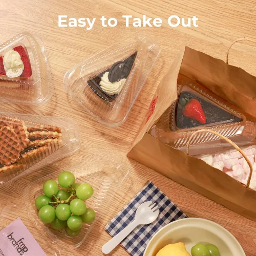 Miniatura 6 de Fit Meal Prep Paquete de 50 recipientes de plástico para tartas con tapas, tapa transparente de 5 pulgadas con bisagras, recipiente para pastel