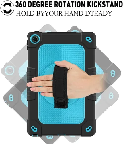 Miniatura 2 de Funda para niños para Lenovo Tab M10 Plus 3ª generación de 10.6 pulgadas, correa de mano con soporte giratorio para niños, a prueba de golpes