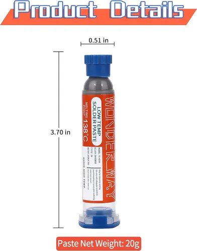 Miniatura 2 de Wonderway Sn42/Bi58 T5 Soldera sin Plomo Libre de Plomo No Clean, Punto de Fusión 138℃ (20g)