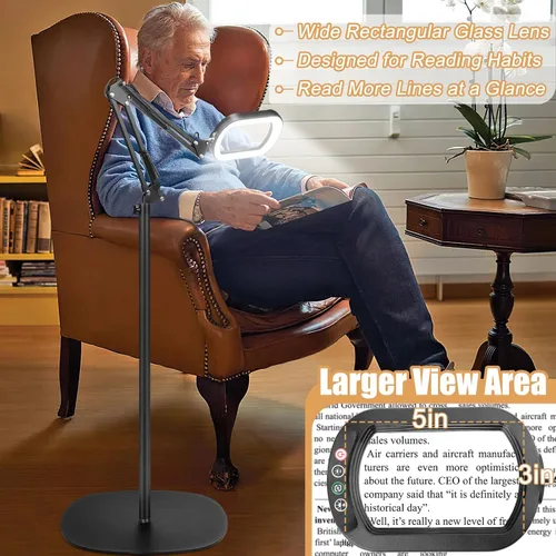 Miniatura 7 de IVMAIE Lupa 10X con luz y soporte, lámpara de pie con lupa 3 en 1 con abrazadera, 5 modos de color LED regulable lupa de pie con luz manos libres