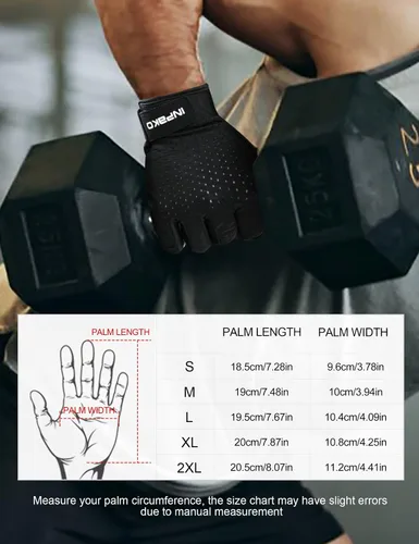 Miniatura 6 de Guantes de entrenamiento para hombres y mujeres, guantes de gimnasio de medio dedo, absorbentes de golpes, guantes de ejercicio antideslizantes