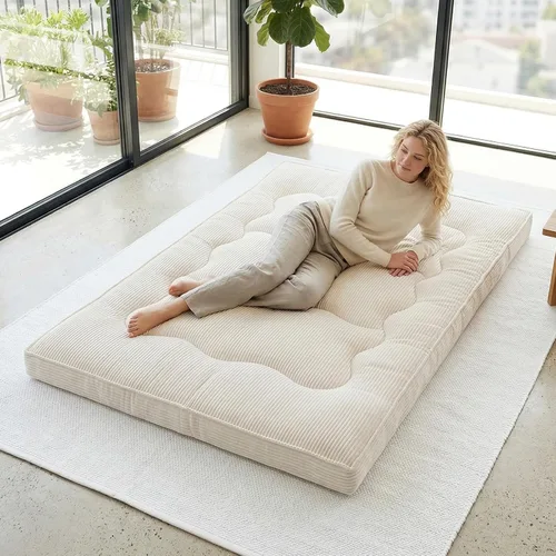 Miniatura 7 de cidludto Colchón de futón japonés de tamaño individual, sofá cama de 4 pulgadas, colchón de suelo para adultos, tapete de tatami más grueso, Negro