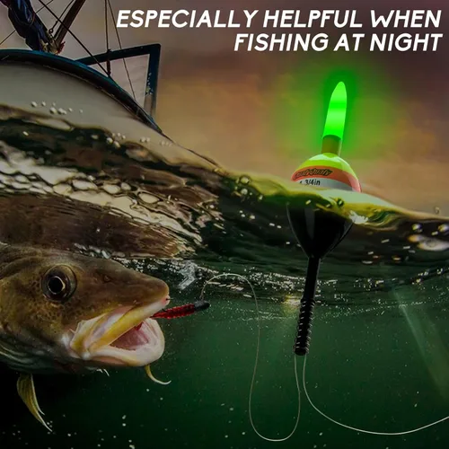 Miniatura 4 de QualyQualy 4 piezas de flotadores de pesca con luces deslizantes que brillan en la oscuridad, flotador de resorte para pesca de crappie y walleyes