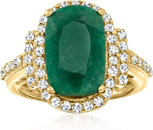 Ross-Simons Anillo de esmeralda de 7.50 quilates con diamantes de .69 qt. t. w en oro de 18 quilates sobre plata esterlina