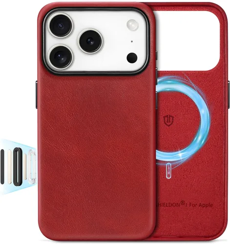 Miniatura 43 de SHIELDON Funda de cuero genuino para iPhone 17 Pro Max de 6.9 pulgadas 2025, [botón de la cámara actualizado], compatible con Magsafe, carga Azul