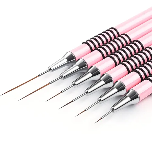 Miniatura 7 de Set de pinceles para delinear uñas, 6 piezas, para diseño de uñas, líneas finas y largas, punta para puntitos, con mango metálico, pinceles