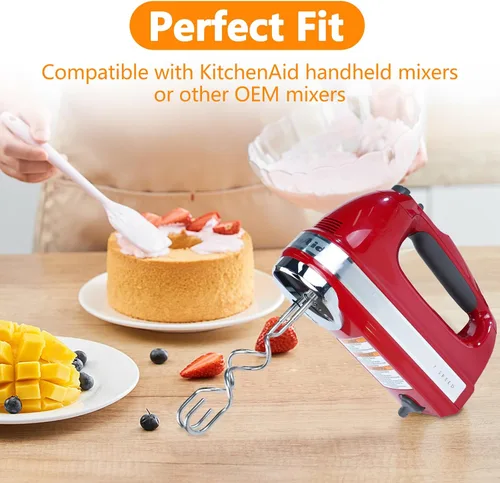 Miniatura 7 de 2 piezas de gancho de masa para batidora de mano, accesorios de acero inoxidable compatibles con batidora de mano kitchenAid, accesorios de repuesto