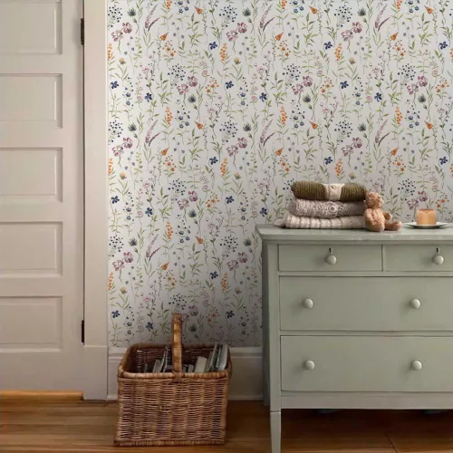 Miniatura 2 de MuralPeel Flores Silvestres Blancas Papel Pintado Floral de Plantas Botánicas de Despegar y Pegar Autoadhesivo Extraíble Fácil de Despegar y Pegar