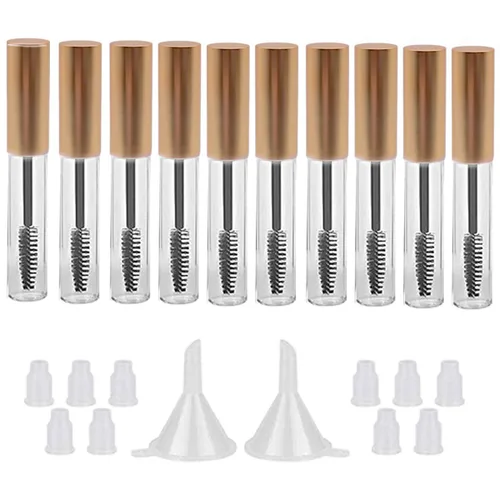 Miniatura 9 de GTHER 10 botellas vacías de tubo de rímel de 0.3 onzas líquidas con varita para pestañas, insertos de goma y embudos para aceite de ricino, aceite