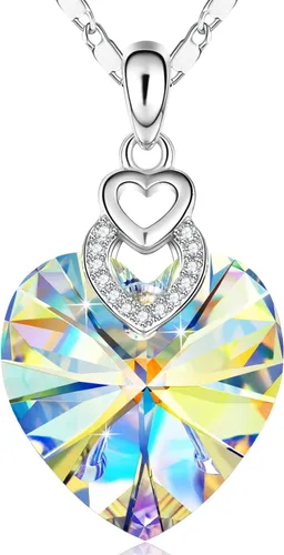 PLATO H Collar de cristal de 3 corazones para mujer, regalos para ella, collar de joyería de cristal para niña, regalos de boda para aniversario,