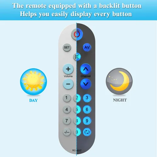 Miniatura 2 de Control remoto universal de TV con botón grande para ancianos, personas mayores, mayores (requiere control remoto original), con retroiluminación